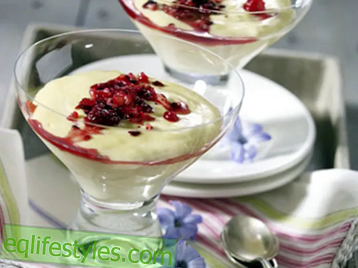 Sweet wild berry sorbet with almond cream