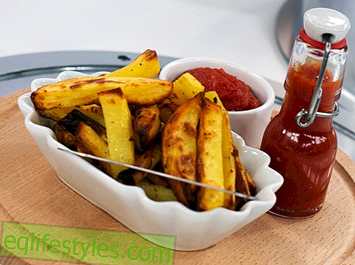 Aan de potten, klaar, heerlijk! "Recept: Ovenpommes met zelfgemaakte ketchup