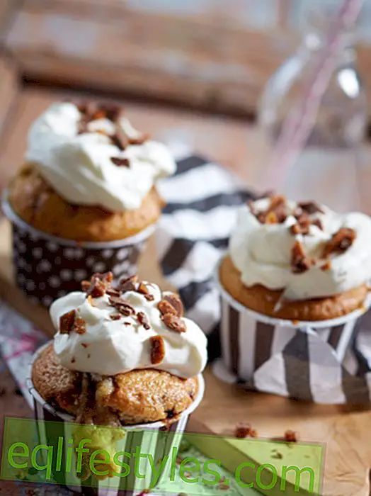 Muffins de plátano con Daim - pastel de caramelo