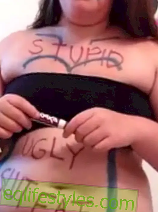 She paints herself stupid, fat and ugly on the body.  The message: great