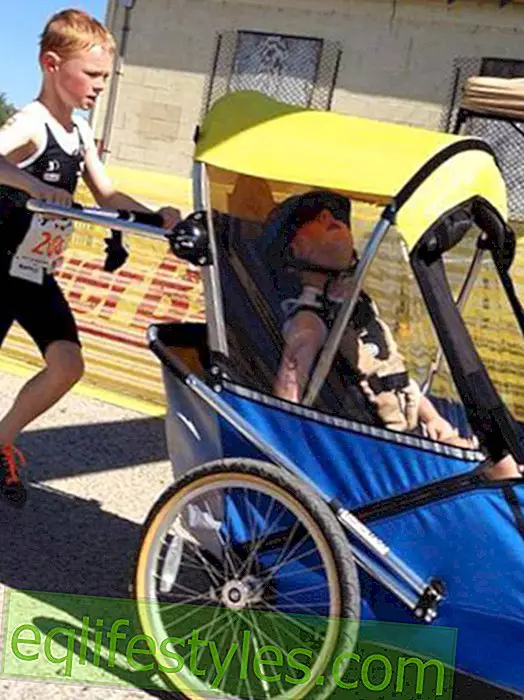 Niño corre triatlón con su hermano discapacitado