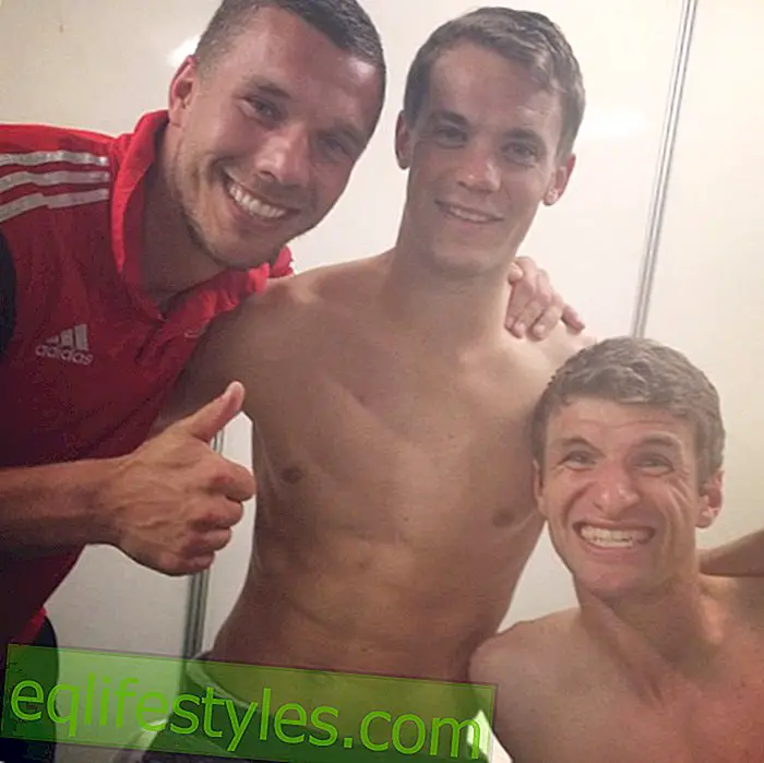 Manuel Neuer emocionado con la celebración y el paquete de seis