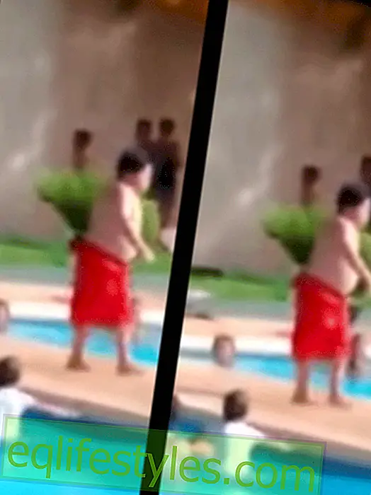 This boy makes the whole swimming pool wobble
