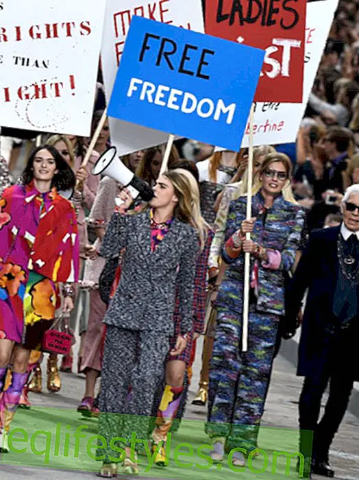 Karl Lagerfeld shows feminist finale at Chanel