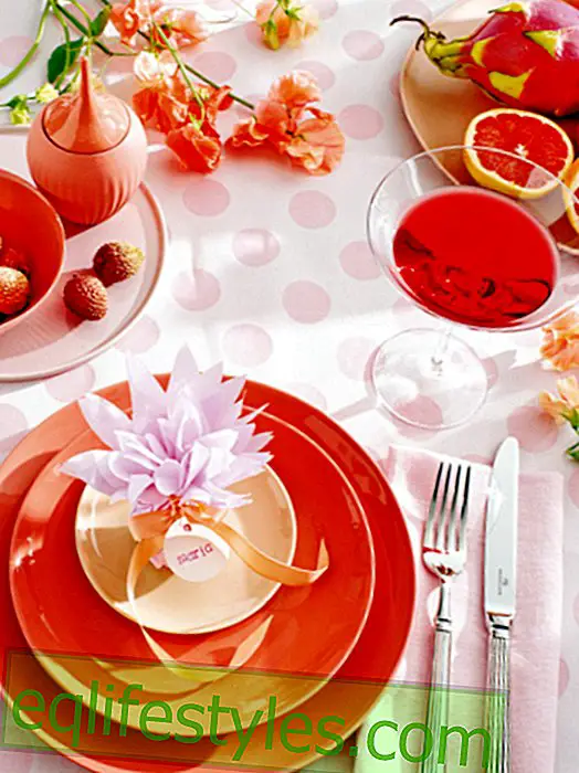 KoristeluKesäpöytäkoristeena rosé, aprikoosi ja vaaleanpunainen