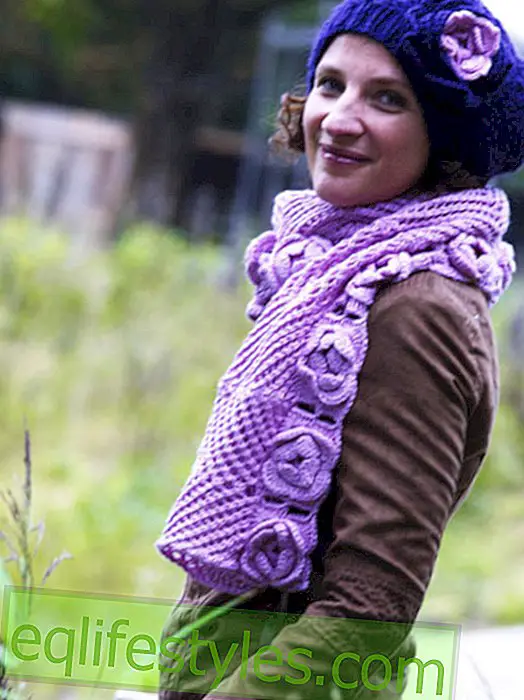 Bonnet en tricot - avec foulard assorti