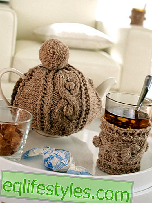 DIY tip: knit the can warmer and tea glass warmer yourself