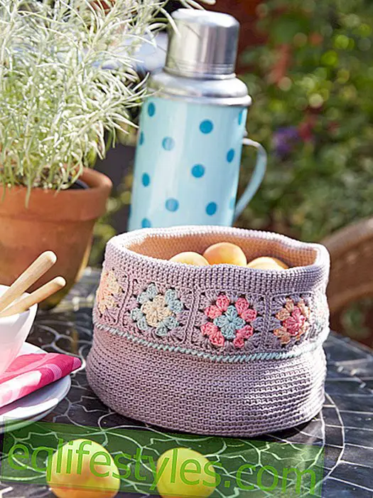 Fashion: Free crochet pattern for basket with granny squares