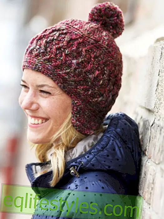 moda: Cappello lavorato a maglia con moderna struttura in rilievo