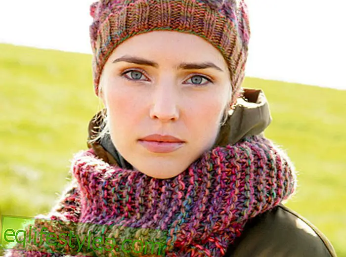 moda: Sciarpa e cappello lavorato a maglia con motivo a maglia