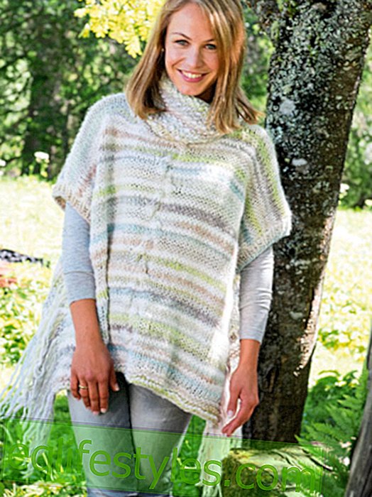 Free-knitting tutorial for a poncho