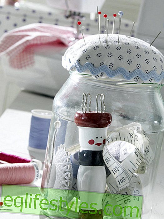 Storage jars for sewing utensils