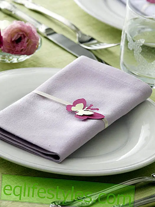Napkin idea with stamped out butterflies
