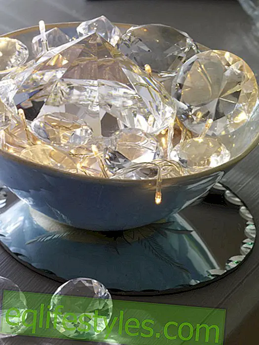 Bowl with fairy lights and glass prisms