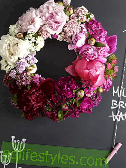 Hazte una decoración floral: corona de peonías en la puerta