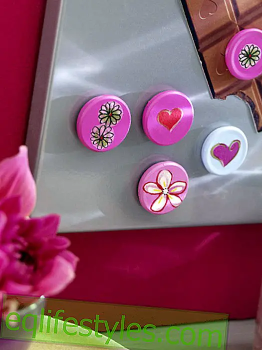 Napkin Technique: Magnets with flowers and hearts