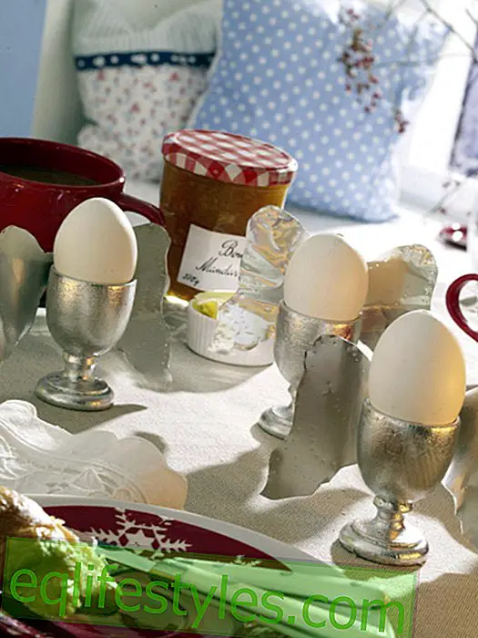 Egg cup with wings in silver