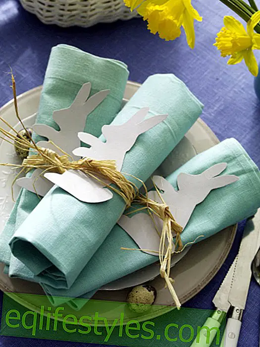 Idée de serviette avec des lapins en papier