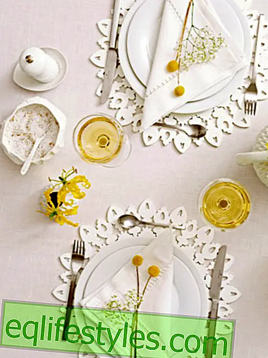 live - White crockery in four table decoration variants