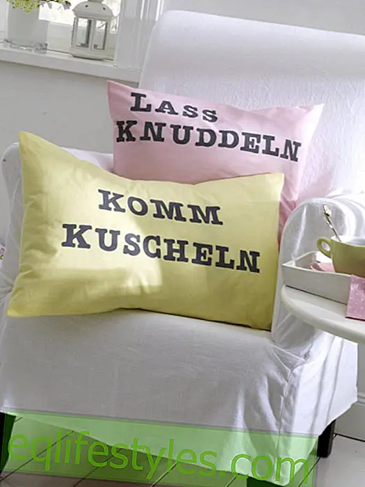 Pillow with stamp saying