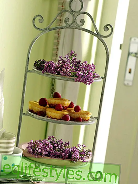 Etagere with lilac flowers deco