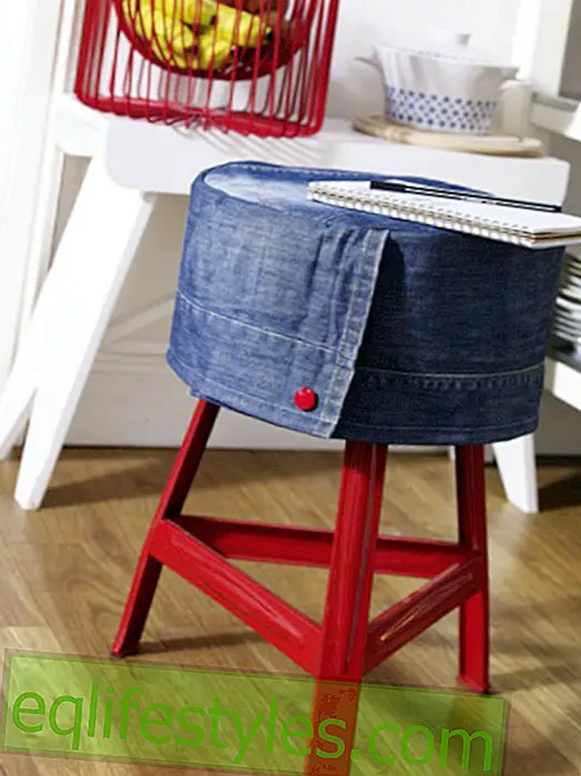 With instructions: stool with jeans cover