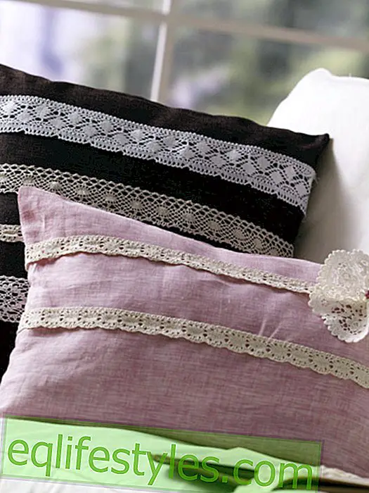 Cushion cover with lace border
