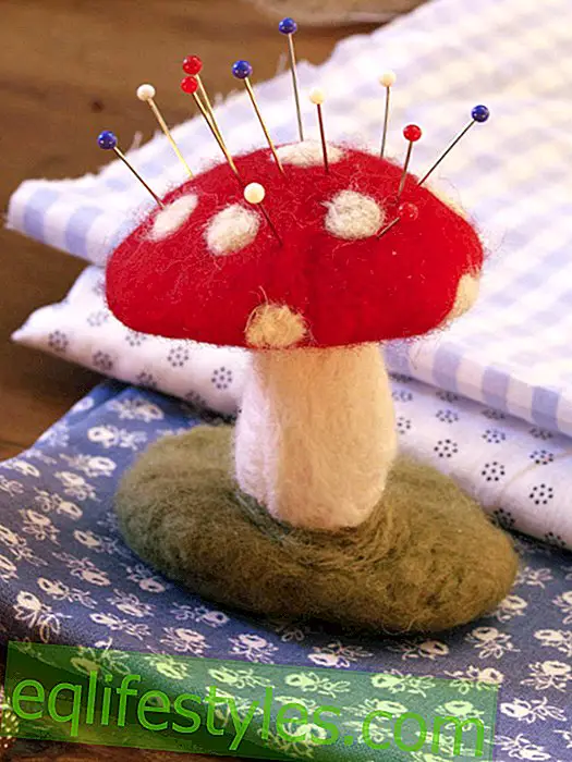 Felt mushroom as a pincushion