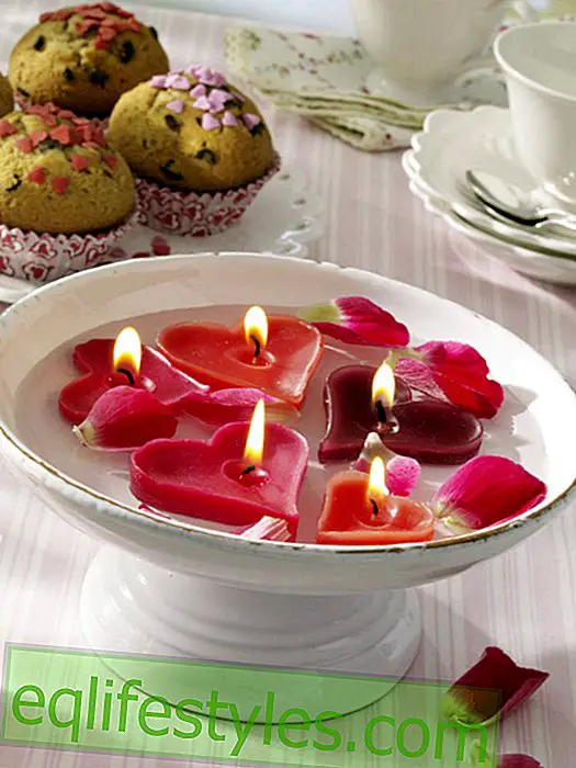 Floating candles in heart shape